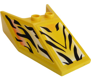 LEGO Yellow Windscreen 6 x 4 x 1.3 with Black Tiger Stripes Sticker (6152)