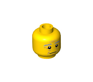 LEGO Gelb Zauberer Kopf mit Grau Eyebrows (Vertiefte feste Noppen) (3626 / 18176)