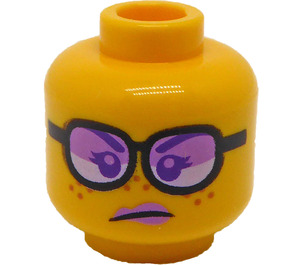 LEGO Yellow Woman in Rock Band Shirt Minifigure Head (Recessed Solid Stud) (3626 / 68588)