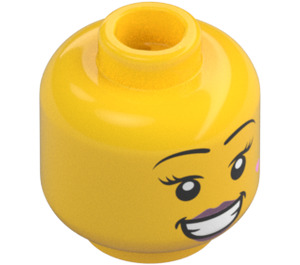 LEGO Yellow Woman with Dark Azure Hair Minifigure Head (Recessed Solid Stud) (3626 / 68587)