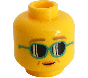 LEGO Gul Kvinde med Lyserød Vest Minifigur Hoved (Forsænket solid knops) (3626 / 38324)