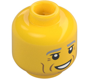 LEGO Giallo Yard Worker Minifigure Testa (Perno solido incassato) (3626 / 98479)