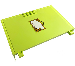 LEGO Geelachtig groen Book Halve met Hinges en Compartment met Notice-Bord, Toucan, Jaguar Sticker (80909)