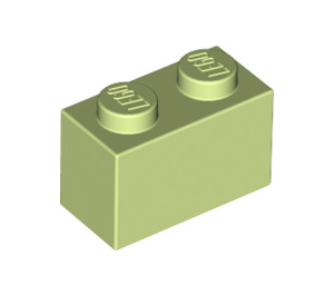 LEGO Geelachtig groen Steen 1 x 2 met buis aan de onderzijde (3004 / 93792)