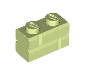 LEGO Geelachtig groen Steen 1 x 2 met Embossed Bricks (98283)