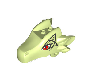 LEGO Gelblich-grün Elves Drachen Kopf mit rot Eye (24196 / 31800)