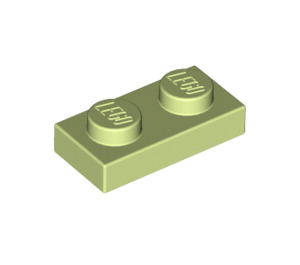 LEGO Geelachtig groen Plaat 1 x 2 (3023 / 28653)