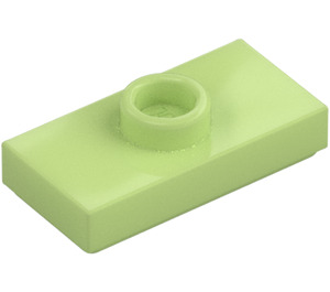 LEGO Gulgrøn Plade 1 x 2 med 1 Stud (med spor og Bund Knops Holder) (15573 / 78823)