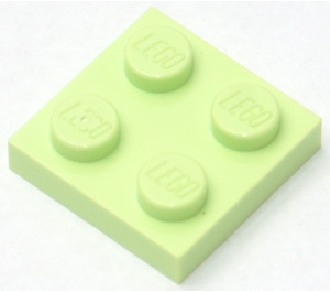 LEGO Geelachtig groen Plaat 2 x 2 (3022 / 94148)