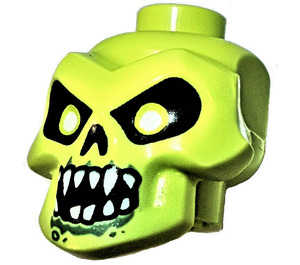 LEGO Geelachtig groen Skull Hoofd met Wit Pupils en Sand Green (43693)