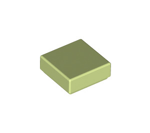 LEGO Geelachtig groen Tegel 1 x 1 met groef (3070 / 30039)