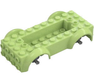 LEGO Yellowish Green Vehicle Base with Medium Stone Gray Wheel Holders (1813 / 12622)