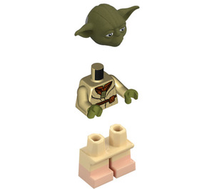 LEGO Yoda mit Olive Grün Skin und Gürtel mit Licht Fleisch Feet Minifigur