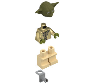 LEGO Yoda med Olive Grön Skin och Stor Robe Creases med Halsfäste Minifigur