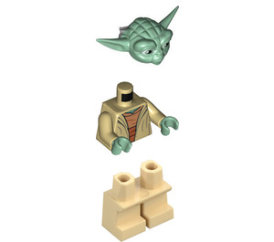 LEGO Yoda mit Sandgrün Skin und Grau Haar mit Printed Der Rücken Minifigur