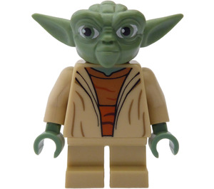 LEGO Yoda met Zandgroen Skin en Wit Haar met Printed Rug Minifiguur