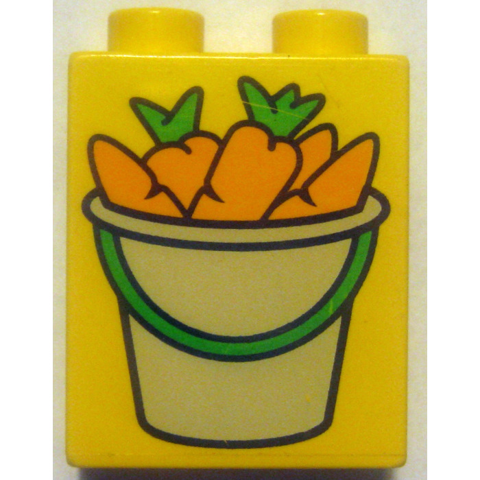 Duplo Brick 1 x 2 x 2 with Carrots in Bucket (4066 / 82082) | Brick Owl