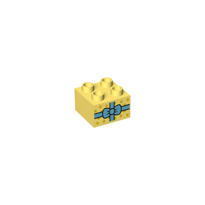 Duplo Brick 2 x 2 with Present with Medium Azure Ribbon and Bow (1372 / ...
