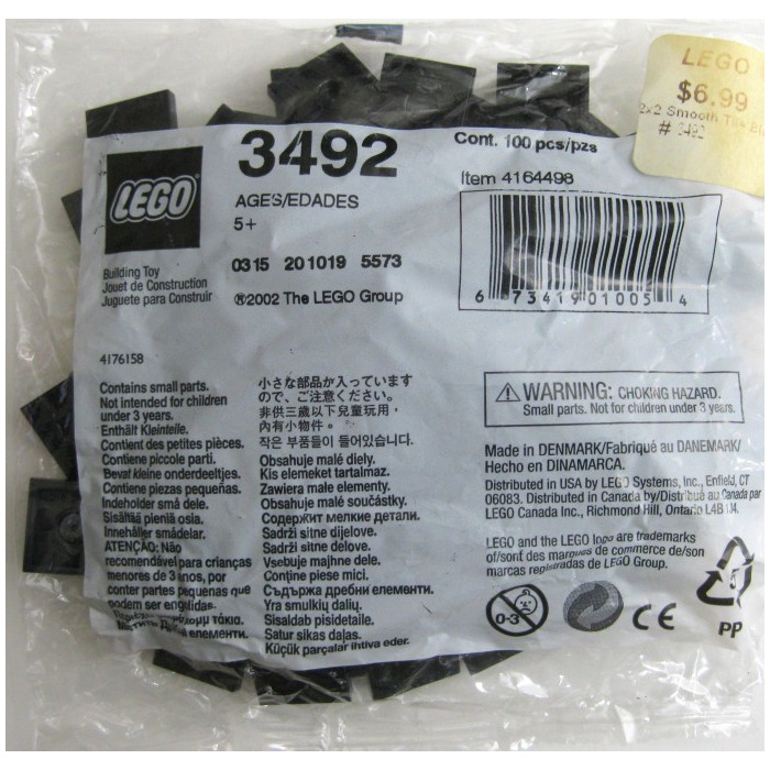 LEGO 2x2 Black Smooth Tiles Set 3492 | Brick Owl - LEGO Marketplace