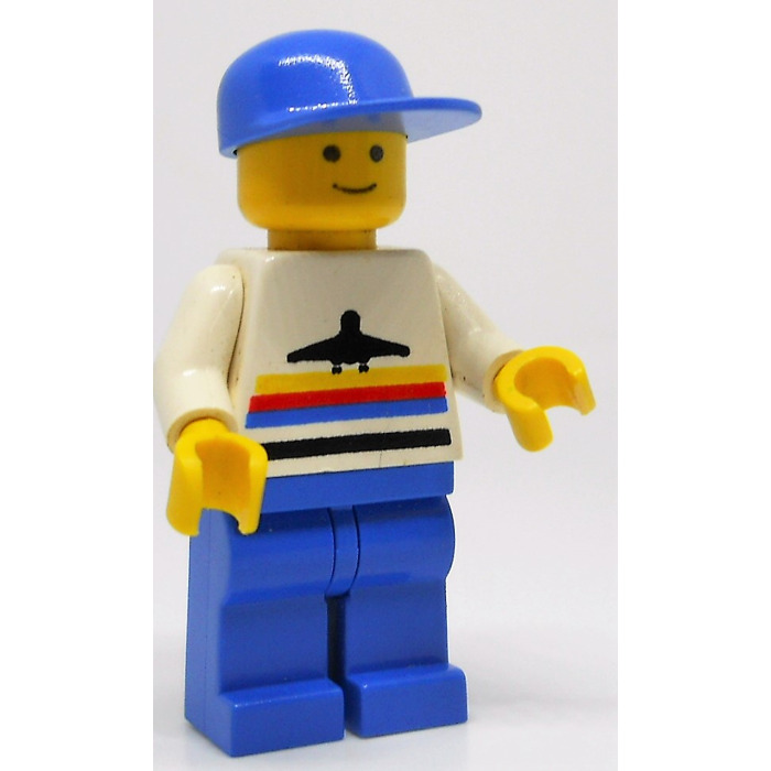 LEGO Minifig air005 @@ Airport Classic 6375 6396 6399 Blue Cap Blue Legs 