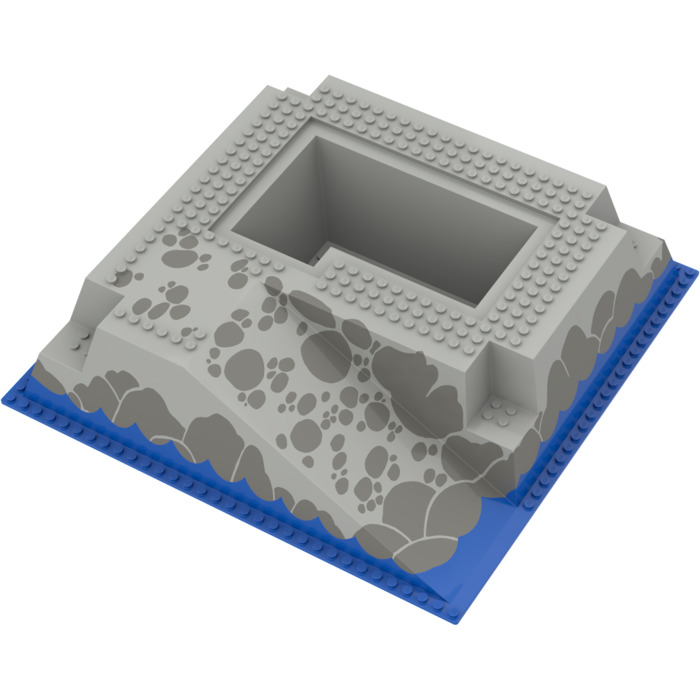 LEGO Baseplate 32 x 32 Raised with Ramp and Pit with Water and Gray ...