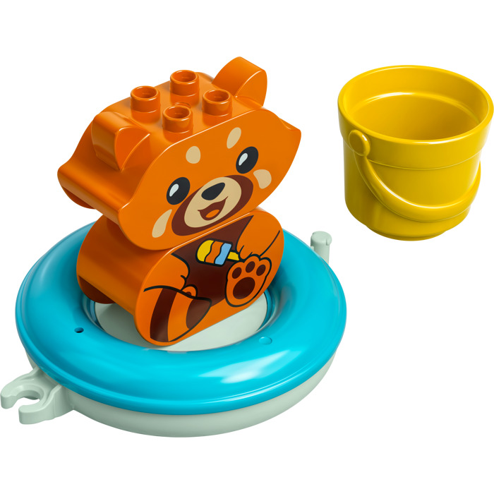 LEGO Orange Duplo Brick 2 x 4 x 2 with Rounded Ends with Red Panda Body ...
