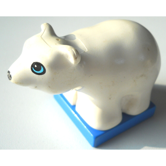 LEGO Round Eyes Duplo Polar Bear Cub on Blue Base
