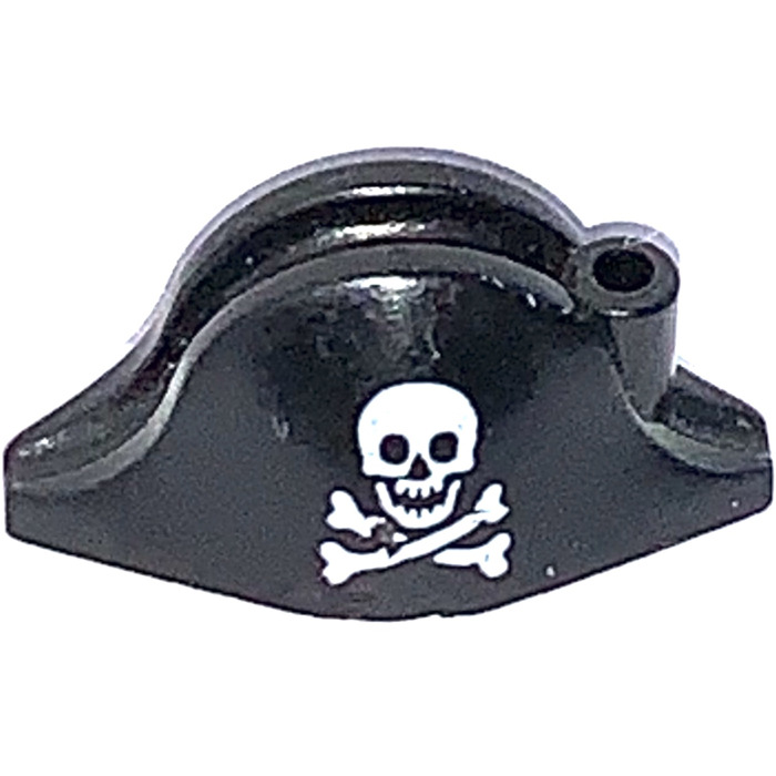 LEGO Black Bicorne Pirate Hat with Skull and Crossbones (Rounded) (2528 ...