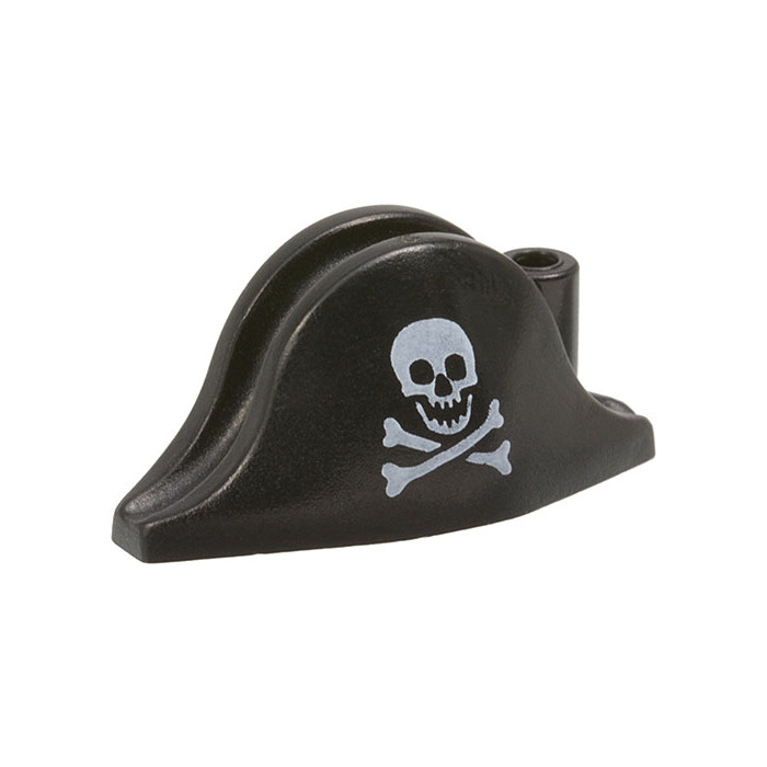 LEGO Black Bicorne Pirate Hat with Skull and Crossbones (Rounded) (2528 ...