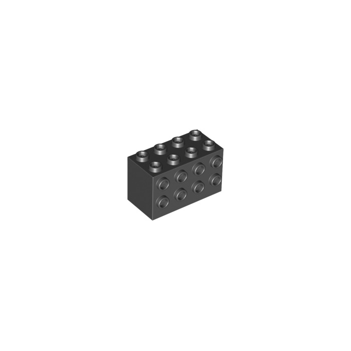 2x LEGO Black Modified Bricks  2 x 4 x 2 STUDS on SIDES 6981 6861 6988 #2434 
