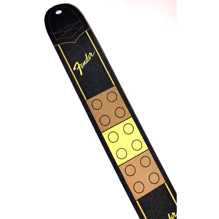 LEGO Black Guitar Strap with Yellow 'Fender' Logos (80334) Brick Owl