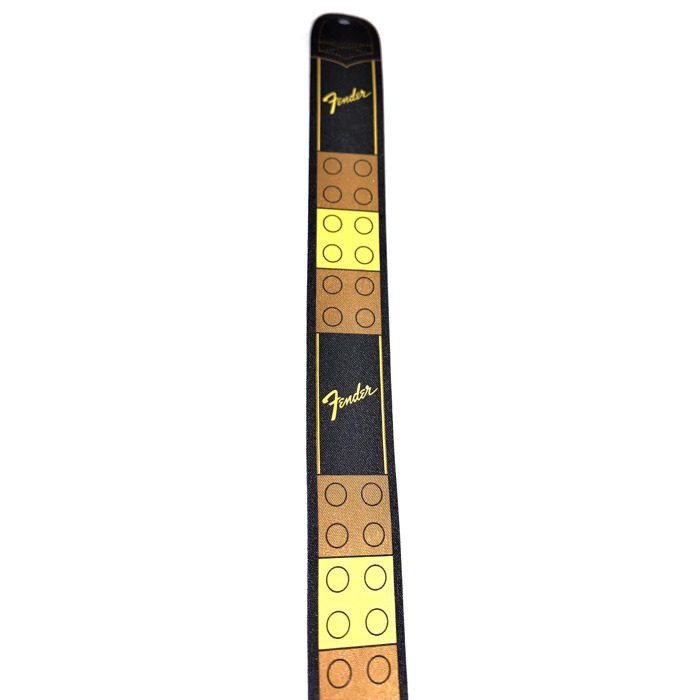 LEGO Schwarz Guitar Strap mit Gelb 'Fender' Logos (80334) Brick Owl