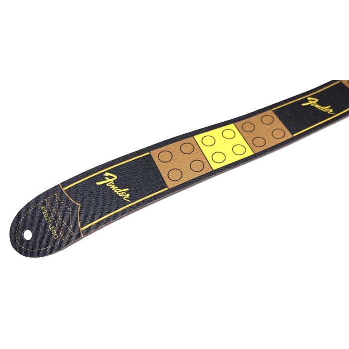 LEGO Black Guitar Strap with Yellow 'Fender' Logos (80334) Brick Owl