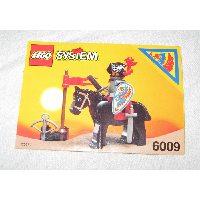LEGO SYSTEM 6009 100% COMPLETE MEDIEVAL BLACK KNIGHT & MANUAL