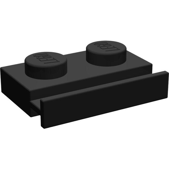 Lego Plate 1x2 Modified With Sliding Rail Part 32028 X 6 Black 
