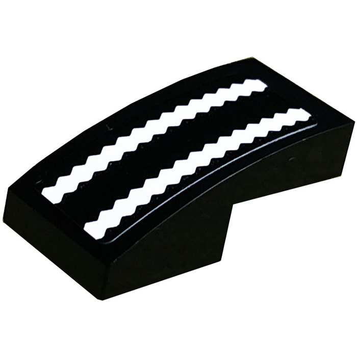 Lego Slope X Curved With White Zigzag Lines Sticker Brick