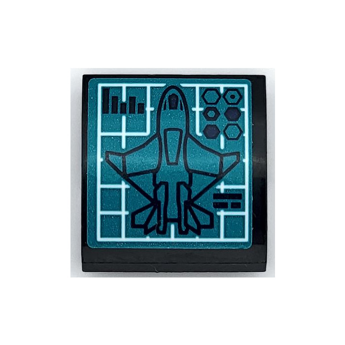 Lego Black Slope X Curved With Quinjet Outline On Grid Sticker