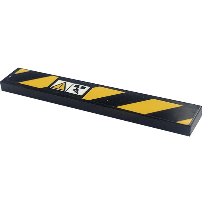 LEGO Black Tile 1 x 6 with Danger Stripes, Danger Sign, Exclamation ...