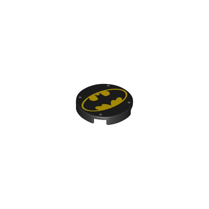 LEGO Black Tile 2 x 2 Round with Batman Logo with Bottom Stud Holder ...