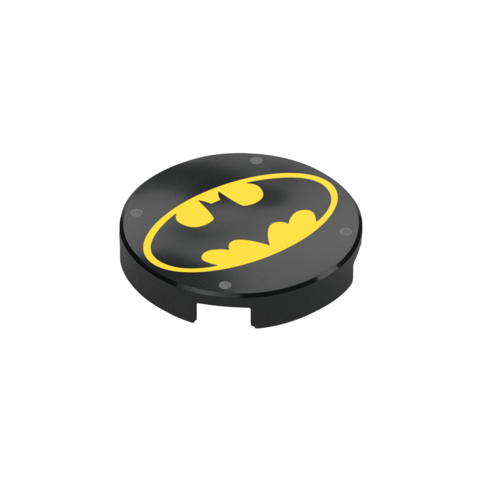 LEGO Black Tile 2 x 2 Round with Batman Logo with Bottom Stud Holder ...