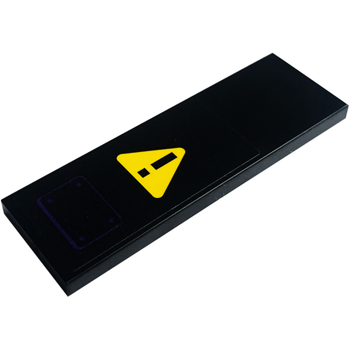 LEGO Black Tile 2 x 6 with Exclamation mark Sticker (69729