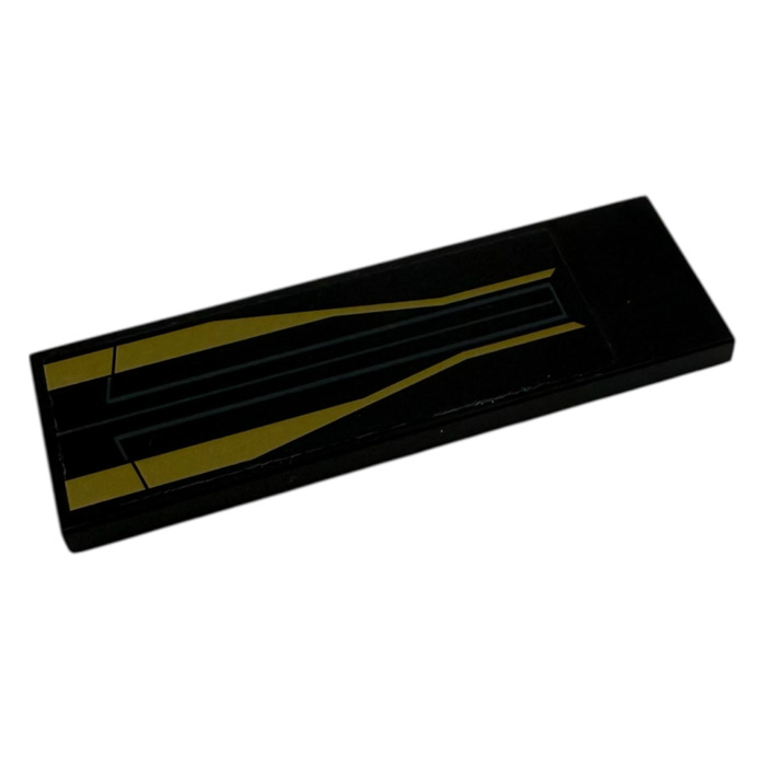 サンプル画像 レゴ 黒 タイル 2 x 6 と Gold Tapered ストライプ ステッカー (69729