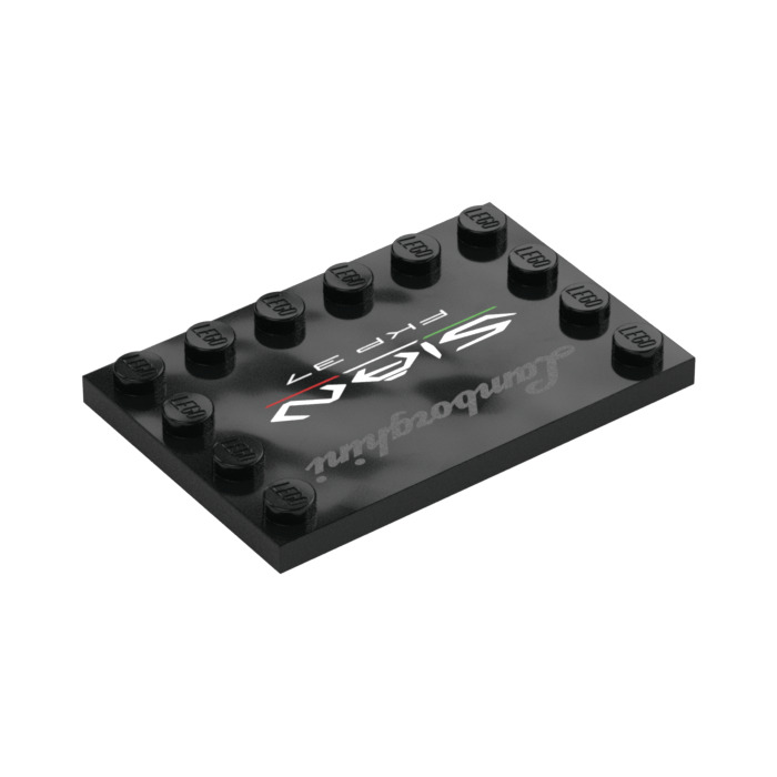 LEGO Black Tile 4 x 6 with Studs on 3 Edges with Lamborghini Sián