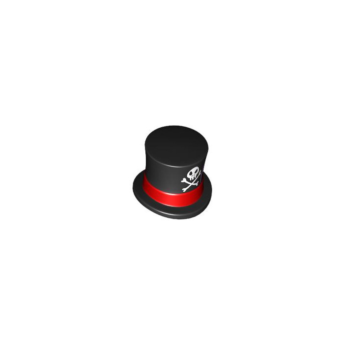 LEGO Black Top Hat with Upturned Brim with Red Ribbon, Medium Lavender