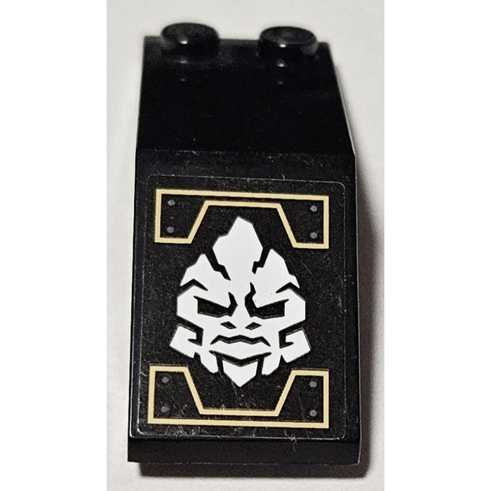 lego-black-windscreen-2-x-5-x-1-3-with-white-cracked-face-and-gold