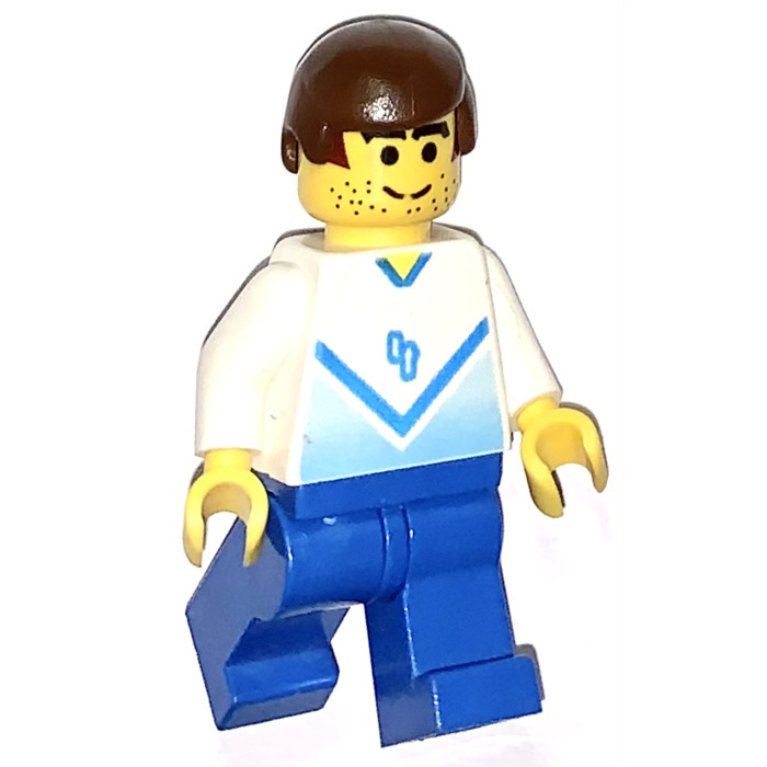 Lego Minifigure Soccer Player White/Blue Team Player 4 from set 3411