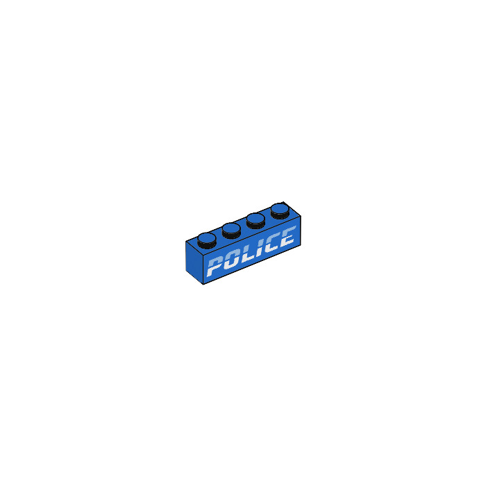 LEGO Blue Brick 1 x 4 with Slanted 'POLICE' Logo (1414 / 3010) | Brick ...