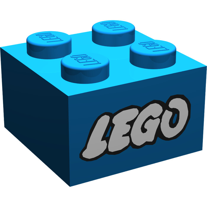 Lego Blue Brick 2 X 2 With Lego Logo Old Style White With Black Outline Brick Owl Lego Marketplace