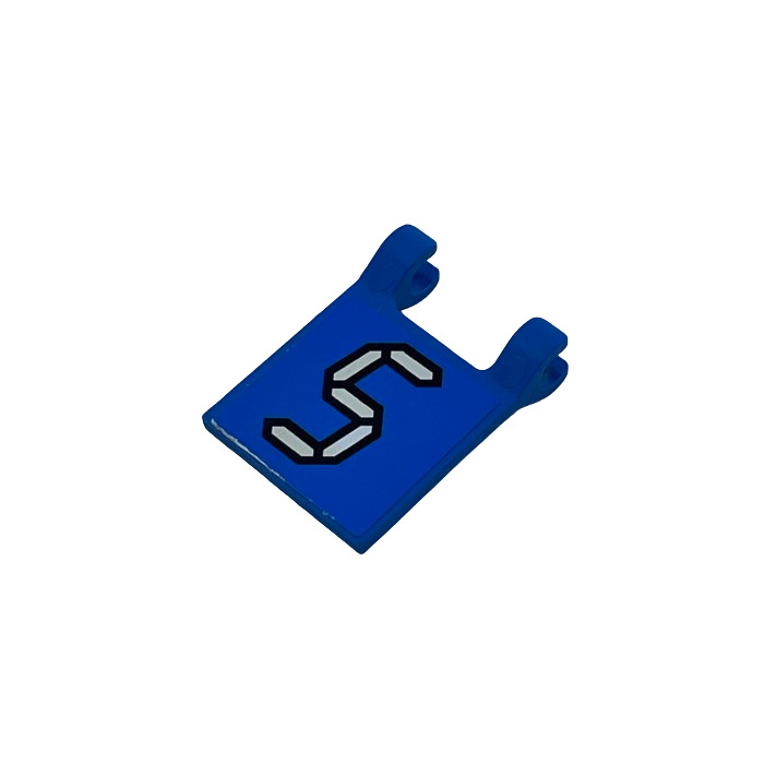 LEGO Flag 2 x 2 with White Number 5 with Black Outline on Blue
