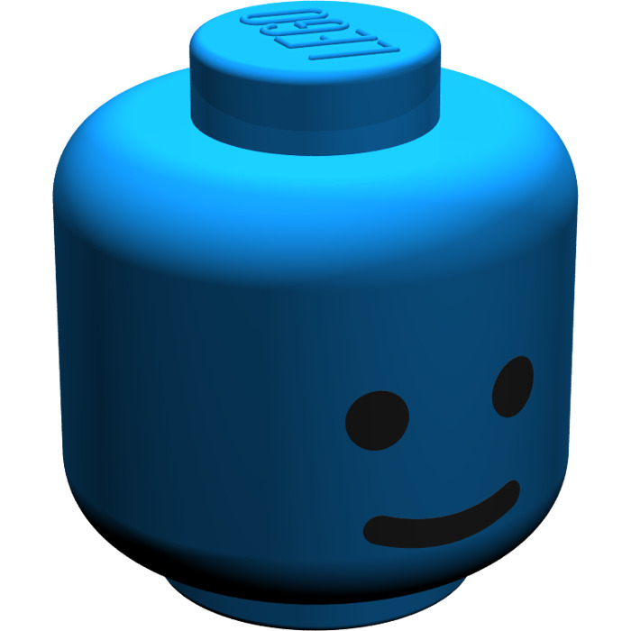 LEGO Blue Minifig Head with Standard Grin (Solid Stud) Brick Owl